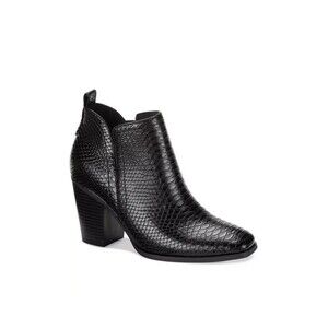 Sun Stone Womens 11 M Black Textured Pollyy Faux Leather Ankle Booties NIB LP6